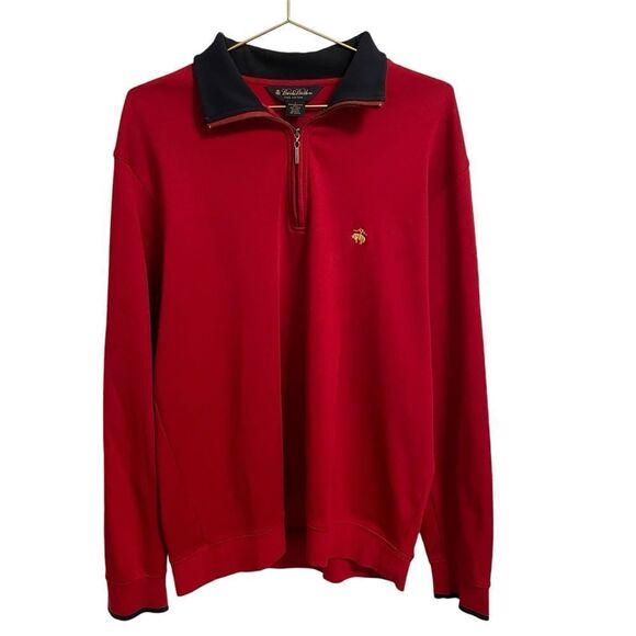 Brooks Brothers Other - Brooks Brothers Pima Cotton Quarter Zip Long Sleeves Red Navy Size L